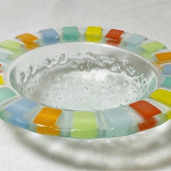 Colorful Mosaic Glass Bowl NWOT - Picture 3 of 4